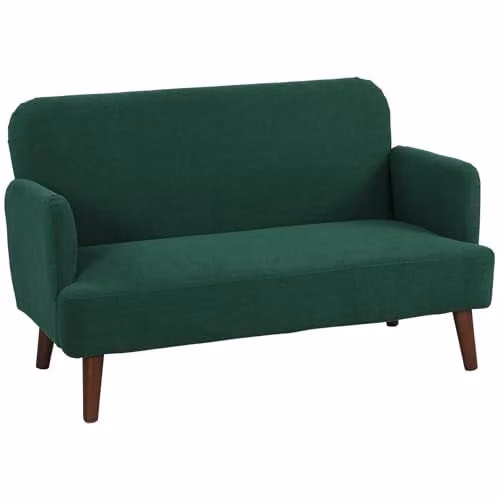 HOMCOM 2 Seater Upholstered Fabric Sofa in Green with Rubberwood Legs