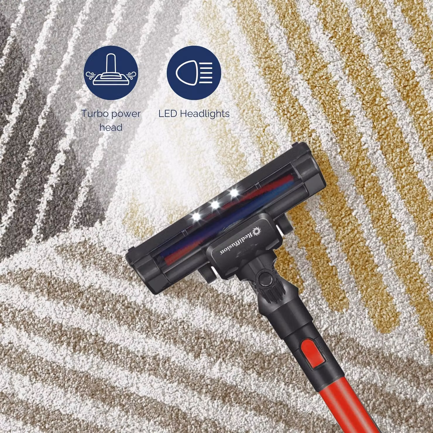 Rediffusion Turbo 2 in 1 Cordless Bagless Stick Vacuum Cleaner with HEPA Filter and Turbo Brush in Red – 3