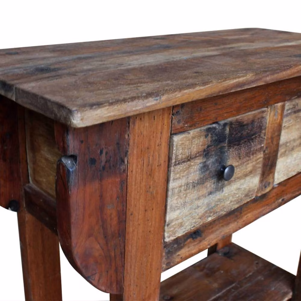 Berkfield Home Solid Reclaimed Wood Console Table in Brown, W/D/H: 80 x 35 x 80 cm – 4