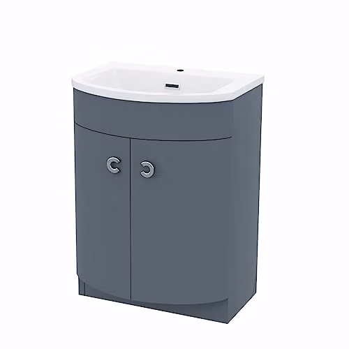 Nes Home Modern Grey Gloss Freestanding Bathroom Basin Vanity Storage Unit W/D/H: 60 x 46 x 82.5 cm – 2