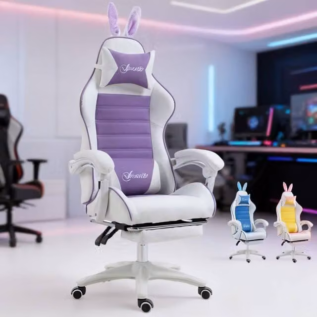 ERGOVEXA Purple Ergonomic Gaming Chair with Headrest and Armrests – 1