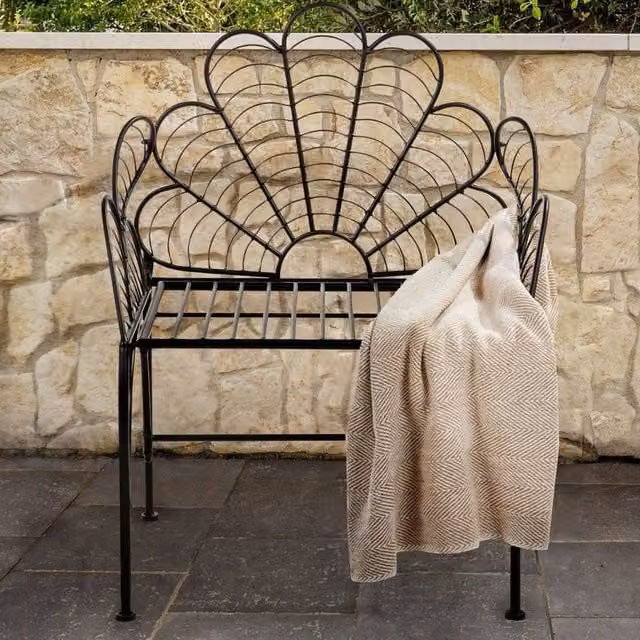 Wyld and Coco Garden Accent Chair in Black Metal with Armrests – 1