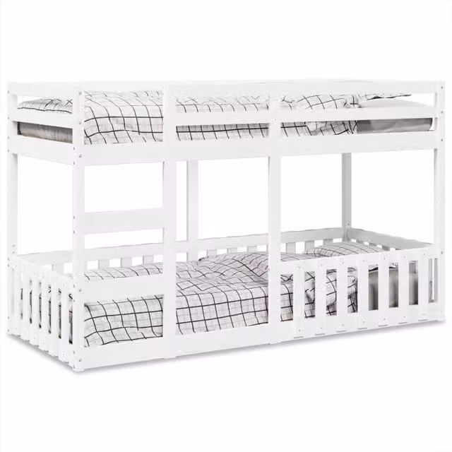 Berkfield Home White Solid Wood Pine Bunk Bed W/D/H: 80 x 200 cm
