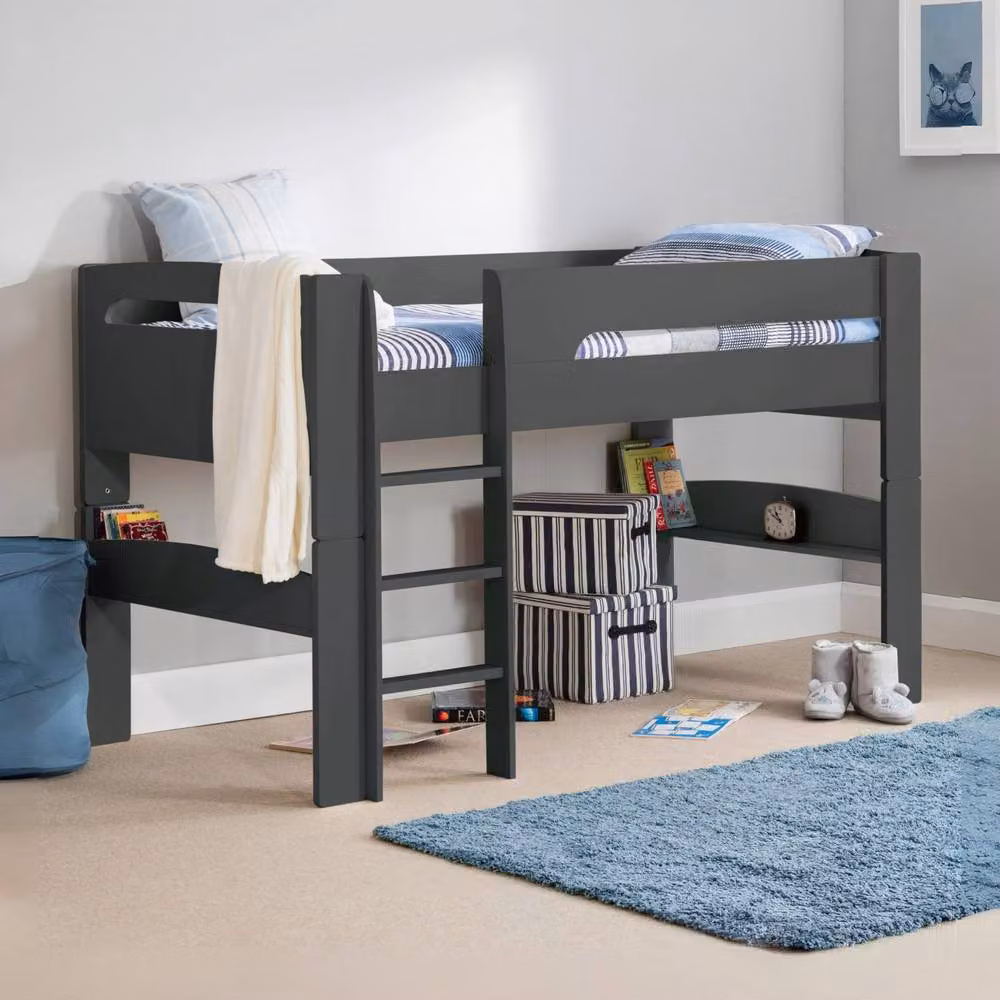 Cheshire Limestone Midsleeper Single Bed in Anthracite Black, W/D/H: 90 x 200 cm – 2