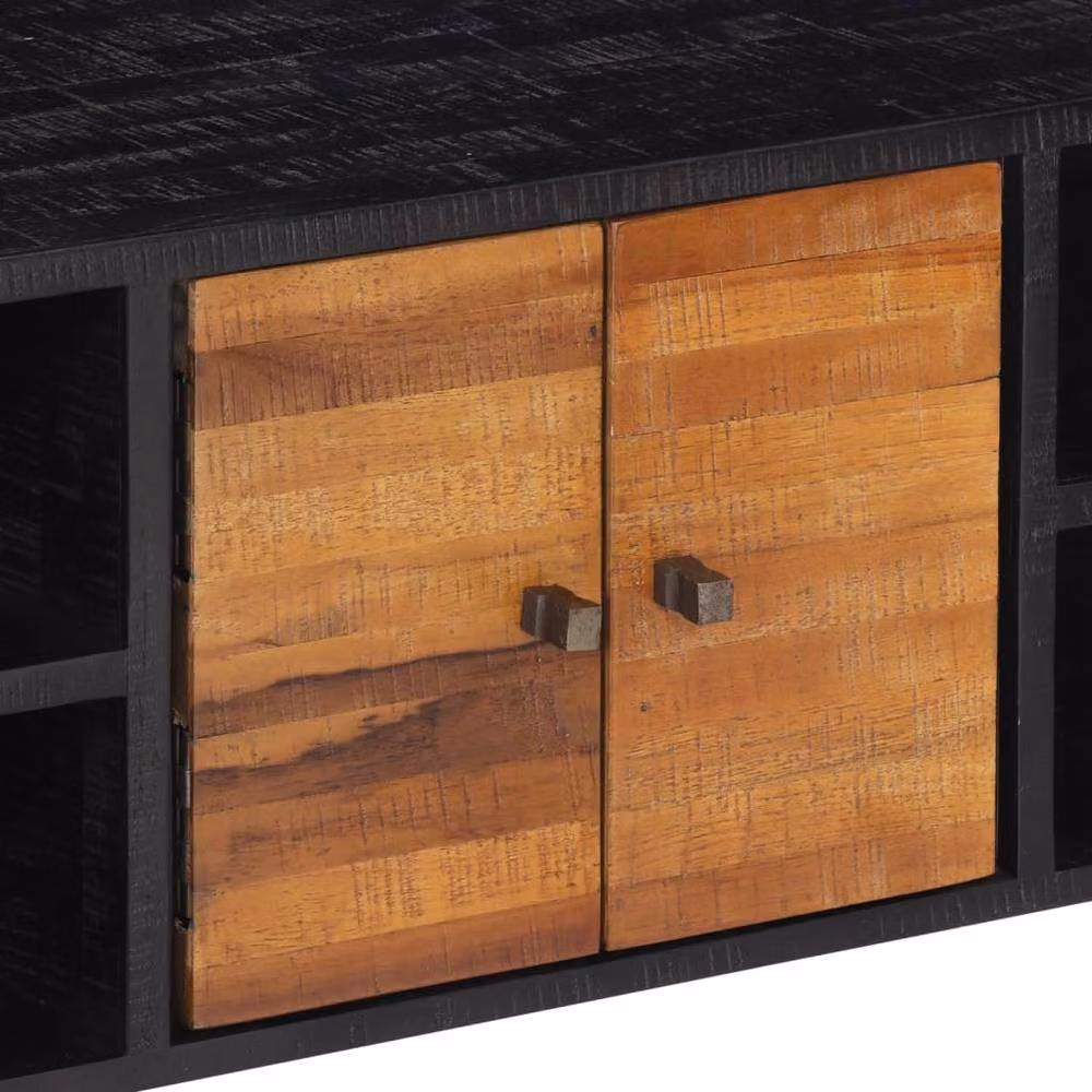 Berkfield Home Mid Century TV Cabinet in Black Solid Reclaimed Teak, W/D/H: 112 x 31 x 45 cm – 5