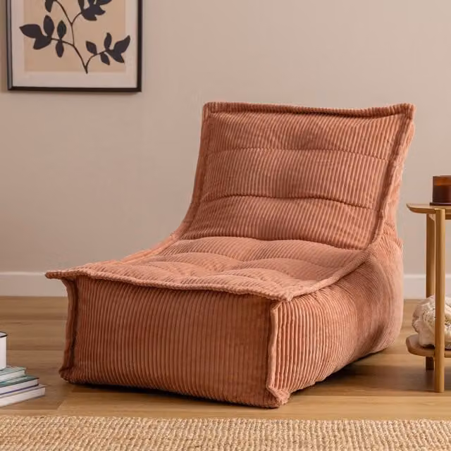 ICON Scandi Corduroy Bean Bag Set for Adults and Kids in Dawn Pink