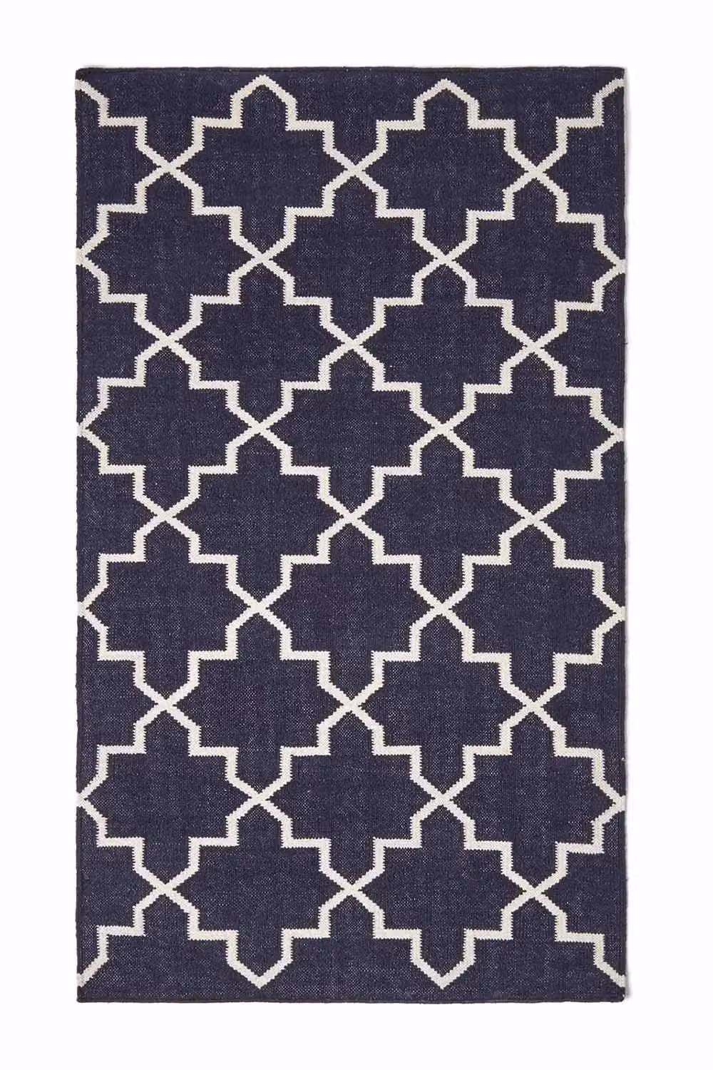 Homescapes Edmonton Cotton Geometric Pattern Kilim Rug in Blue and White, W: 160 cm, L: 230 cm – 2