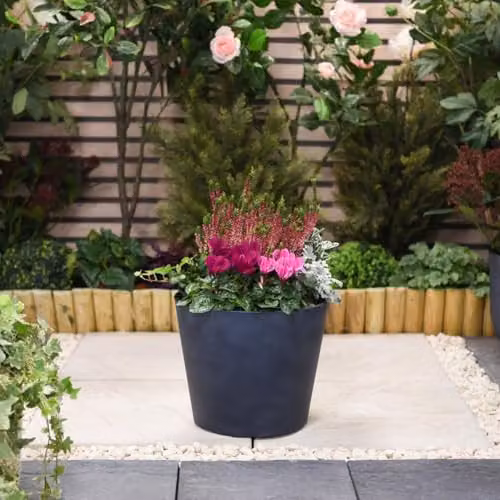 Garden Gear Dark Grey Stone Effect Planter for Indoor and Outdoor Use, Diameter: 30.5 cm, Height: 25.5 cm – 2