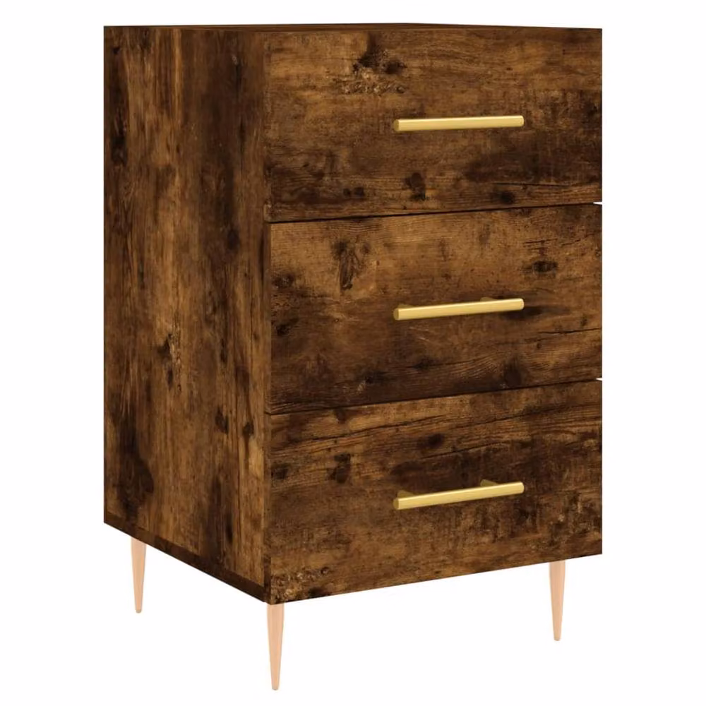 Berkfield Home Modern Bedside Cabinet in Smoked Oak Brown, W/D/H: 40 x 40 x 66 cm – 3