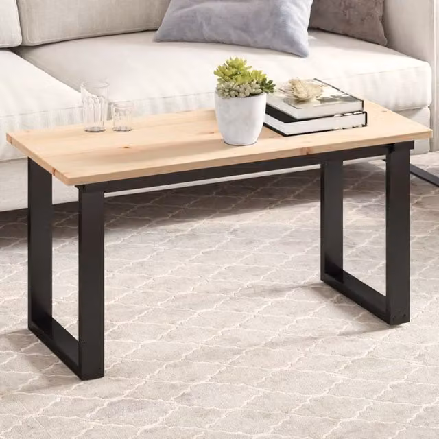 Berkfield Home Rectangular Solid Pine Table Top in Brown, W/D/H: 90 x 40 x 1.7 cm – 1