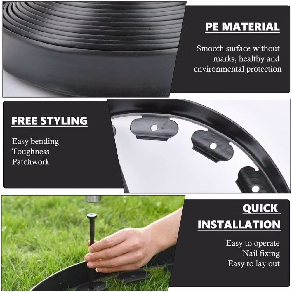 SPETLEK Black Flexible Garden Border for Grass and Lawns, 2 Pack, 20 Metres, H x W: 15 x 100 cm – 3