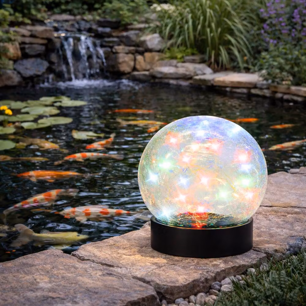 Gardenwize Solar Powered Multi-Coloured Crackle Ball Garden Light, Diameter: 15 cm – 4
