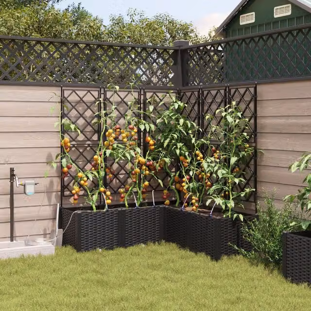 Berkfield 5 Piece Black Garden Planter Set with Water Irrigation System – 1
