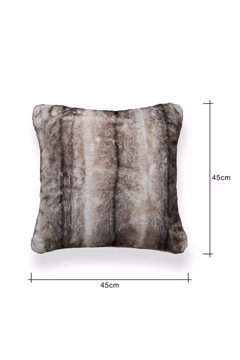 BHS Alaskan Faux Fur Square Cushion in Beige and Brown, W/D/H: 45 x 45 x 45 cm – 3