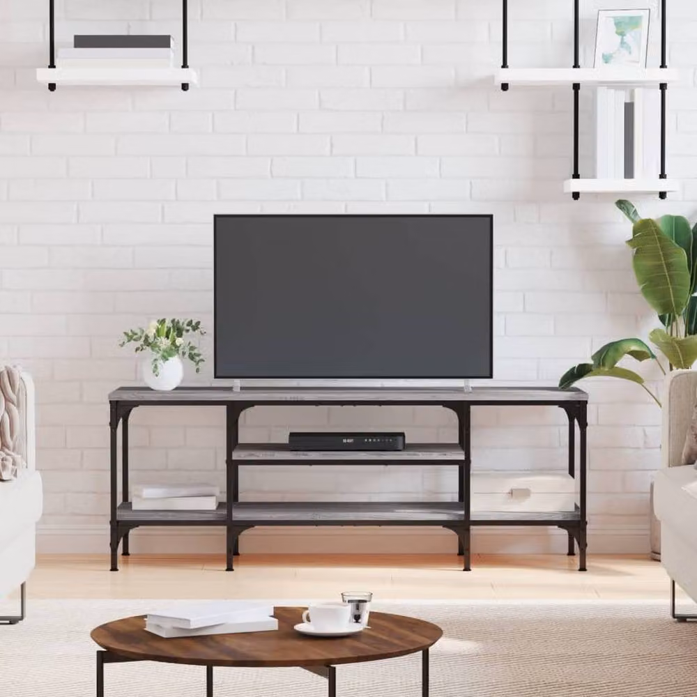 Berkfield Home Grey Sonoma TV Cabinet in Engineered Wood and Iron, W/D/H: 121 x 35 x 45 cm – 2