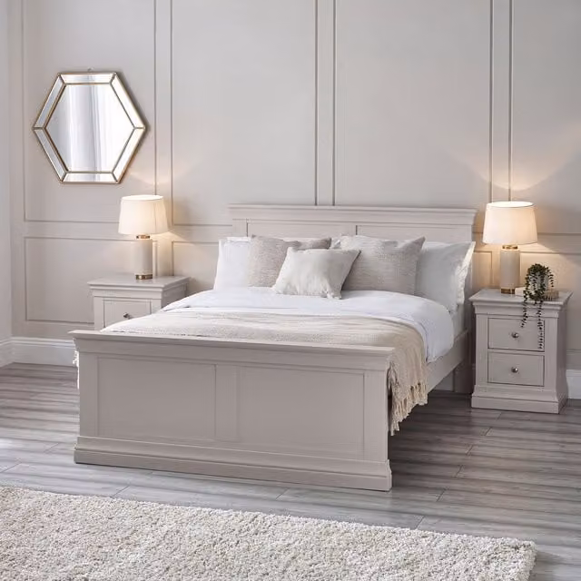 Julian Bowen Clermont Bed in Surf White, Double (150 x 200 cm)