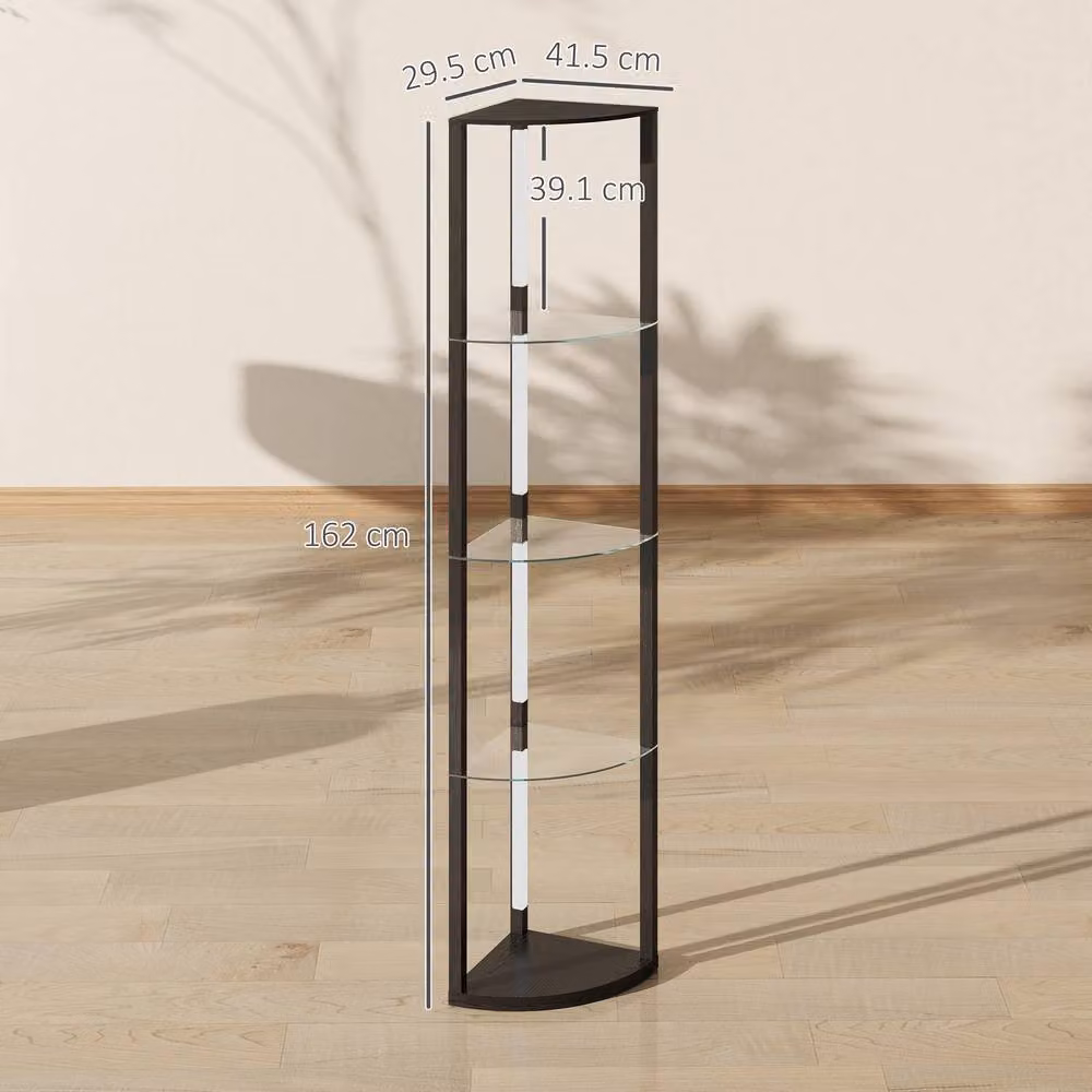 HOMCOM Dimmable LED Floor Lamp with Shelves and Foot Switch, Black – 3