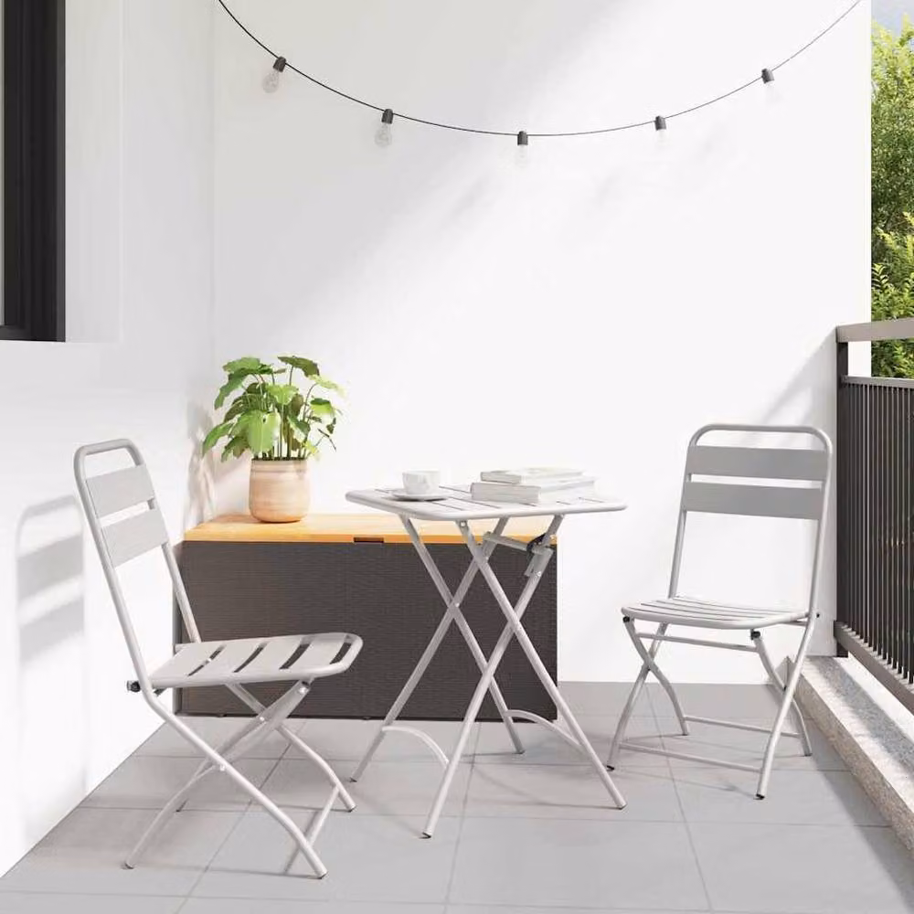 Berkfield Home Modern Folding Garden Chairs, 2 Piece Set, Beige, W: 42 cm, D: 40 cm, H: 82 cm – 2