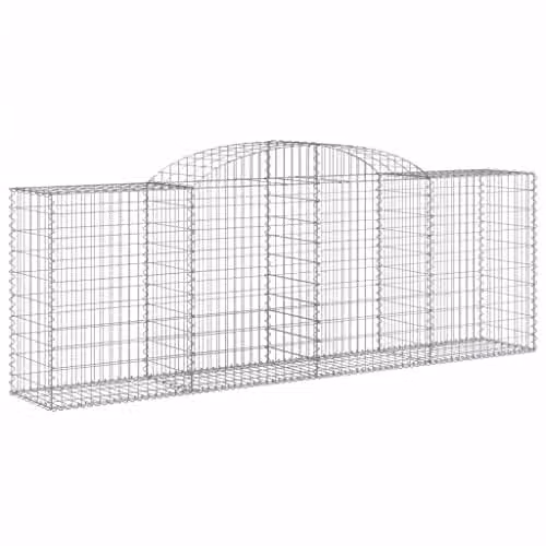 vidaXL Arched Gabion Baskets, 11 Pieces, Silver Galvanised Steel, W: 300 cm, D: 50 cm, H: 100/120 cm – 1