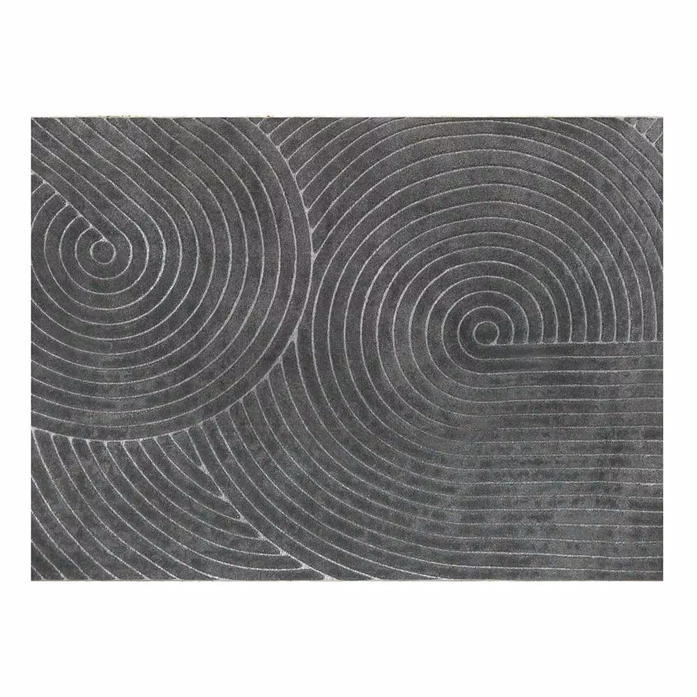 Marlow Grey Plush Velvet Geometric Area Rug, Washable and Non-Slip, W: 120 cm, L: 160 cm – 2
