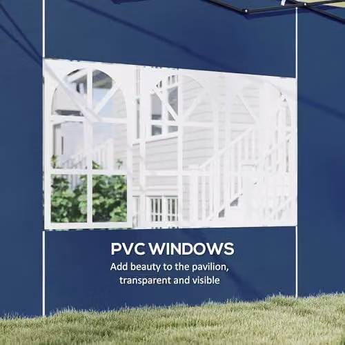 Outsunny Gazebo Side Panels with Window for 3x3m or 3x6m Canopy, Blue – 5