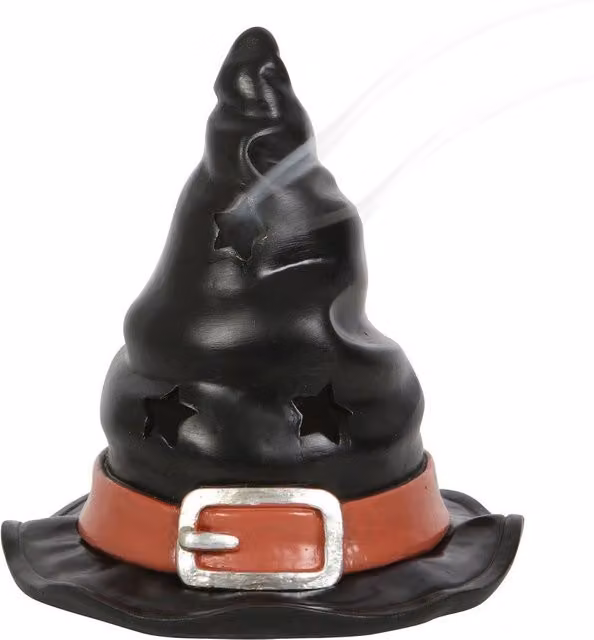 Something Different Witches Hat Ceramic Incense Cone Holder in Black, H 12.5 x W 11.5 x D 11.5 cm