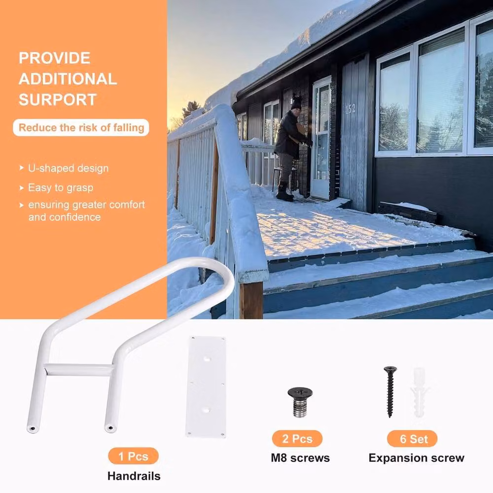 KORVIXA White Steel Wall Mount Safety Handrail – 2