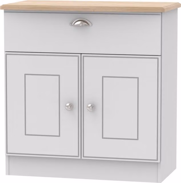 Victoria 1 Drawer Sideboard in Grey Matt and Riviera Oak