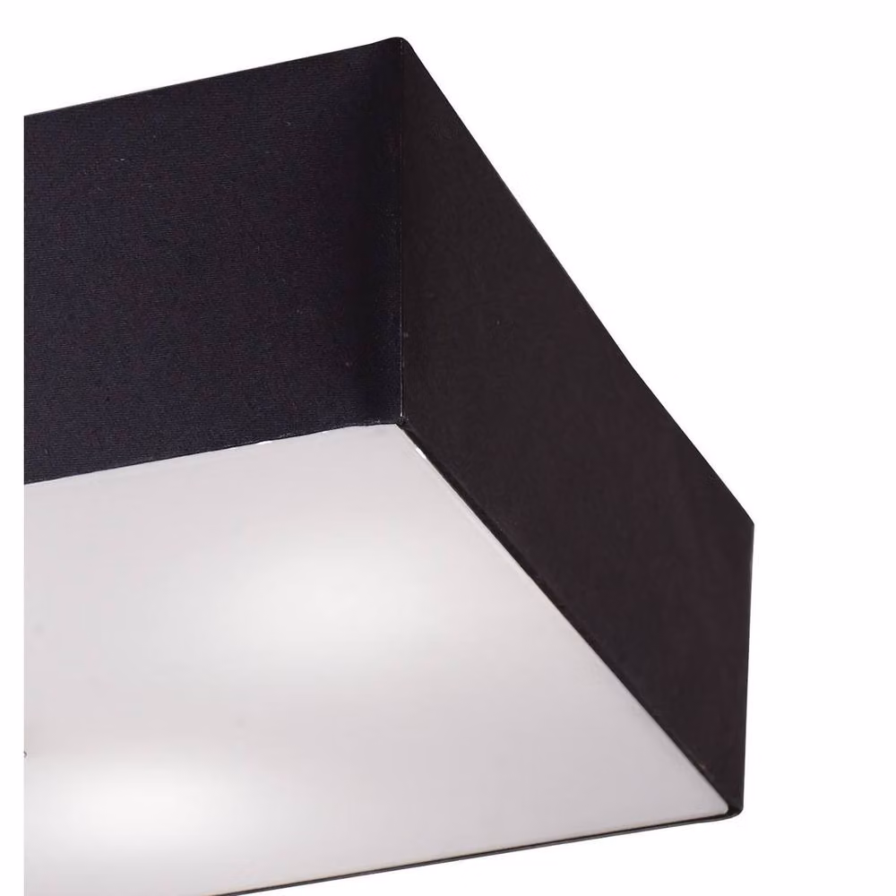 Netlighting Akira Square Flush Ceiling Light with 4 Black Glass Shades and Chrome Metal Finish – 4