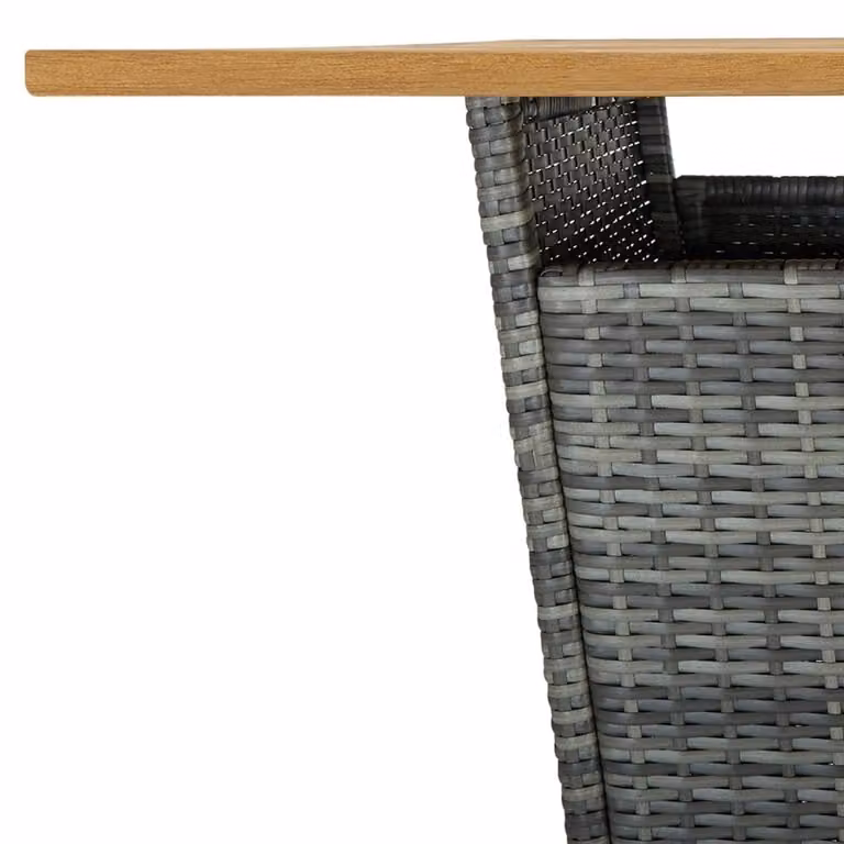Berkfield Home 9 Piece Grey Poly Rattan Garden Bar Set with Acacia Wood and Cushions