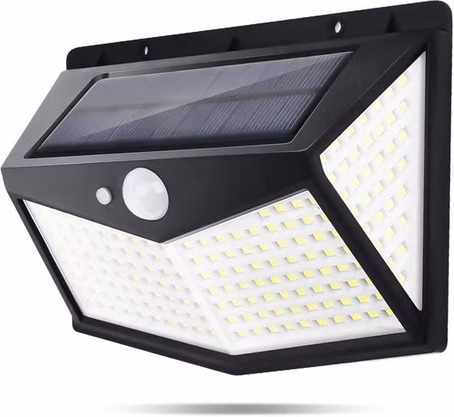 FLAVORA 212 LED Solar Wall Lights with PIR Motion Sensor in Black
