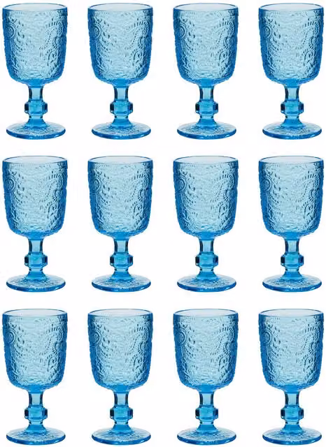 Dibor Set of 12 Blue Glass Wine Goblets, 300ml per glass – 1