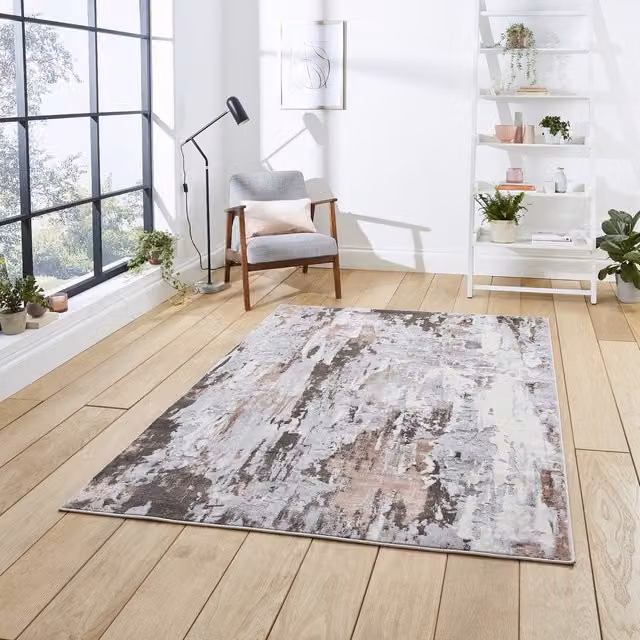 Terrys Modern Abstract Machine Woven Rectangular Rug in Grey
