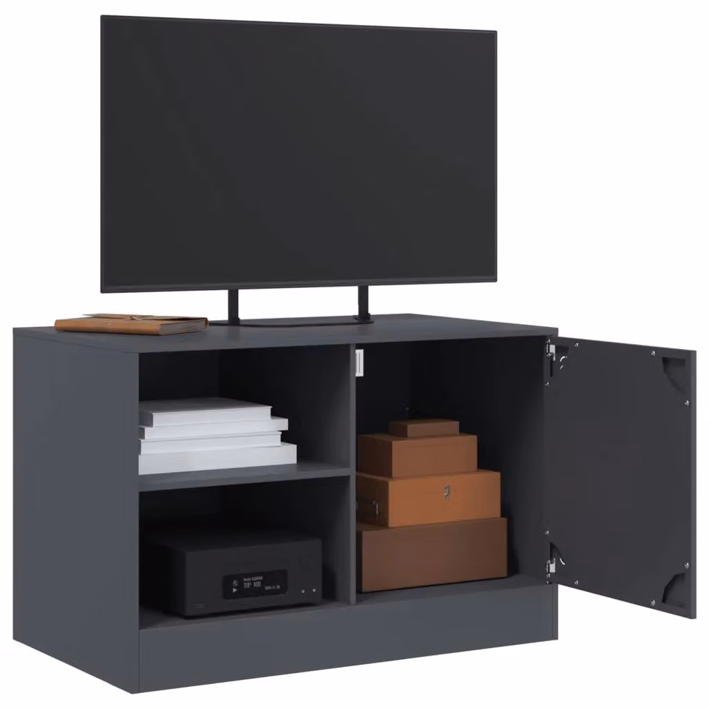 Berkfield Home TV Cabinet in Anthracite and Black Metal, W/D/H: 67 x 39 x 44 cm – 5