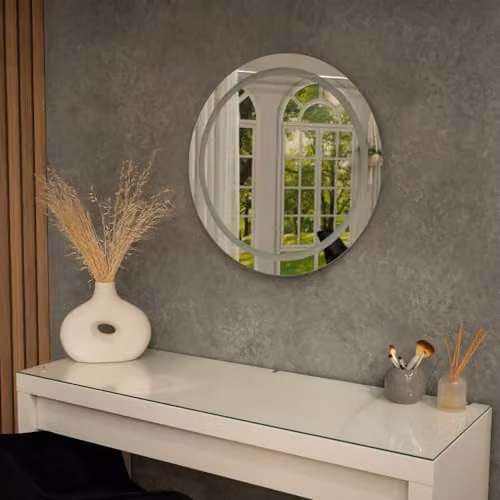 ValueLights Round LED Bathroom Mirror in Silver with Touch Control and Demister, IP44 Rated, Diameter: 60 cm – 2