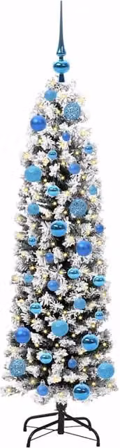 Berkfield Home Artificial Christmas Tree with 150 LEDs and Stand, Green and White – 1