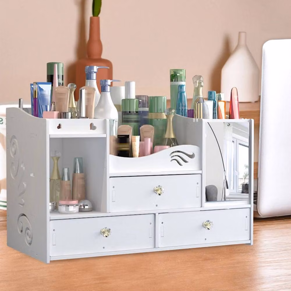 Havendro White Makeup Storage Box and Cosmetic Organiser with Drawers – 2