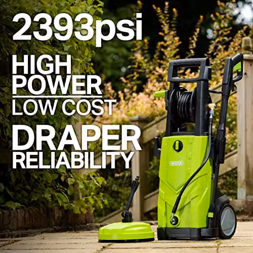 Draper PW2200 Electric Pressure Washer in Green, 165 Bar High Power Jet Washer with Patio Cleaner Attachment – 3