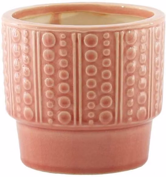 KDMD Hortus Salmon Pink Warwick Dimple Ceramic Pot, 2 Pack, H 11.5 cm x Dia 12.5 cm – 1