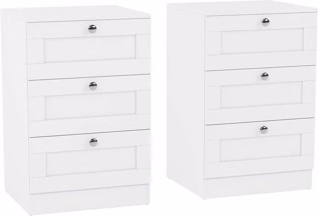 Vida Designs Altino Set of 2 Three Drawer Bedside Chests in White Matt