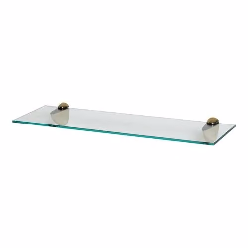 Harbour Housewares Floating Glass Bathroom Shelf, Gold and Transparent, W: 60 cm, D: 13 cm, H: 0.5 cm – 1