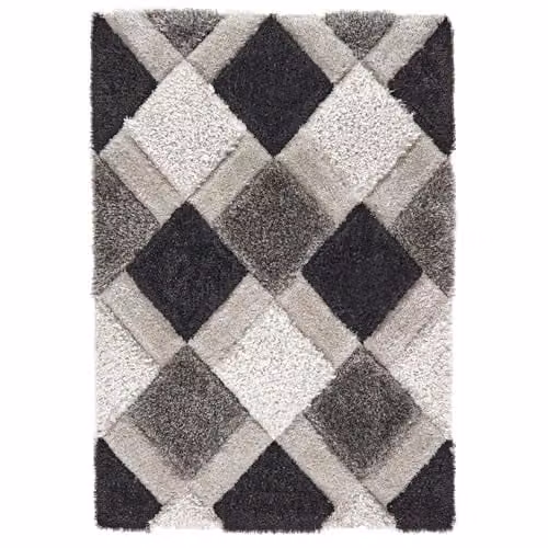 Phoenox Textiles Limited Origins 3D GEO Shaggy Grey Geometric Rug, W/D/H: 120 x 170 cm – 1