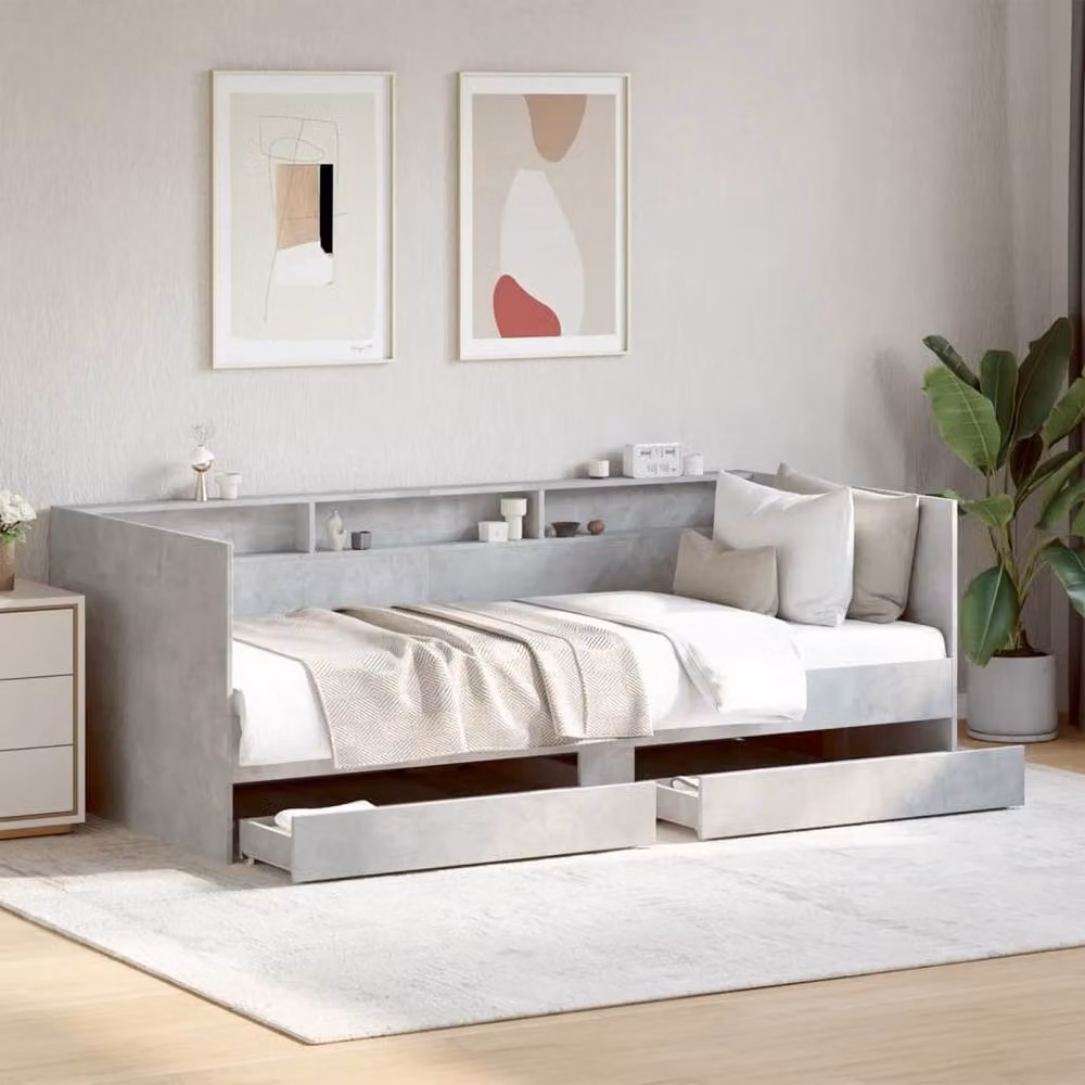 Berkfield Home Versatile Daybed with Drawers in Concrete Grey, W/D/H: 90 x 190 cm – 2