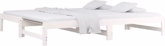 Berkfield Home White Solid Wood Pine Pull-out Day Bed with Drawers, W/D/H: 182 x 90 x 205.5 cm