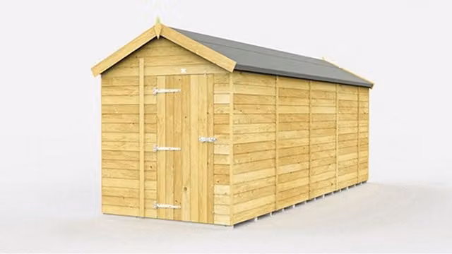 Buttercup Farm Apex Wooden Shed in Brown with Single Door and No Window, W: 175 cm, D: 533 cm, H: 217 cm – 1
