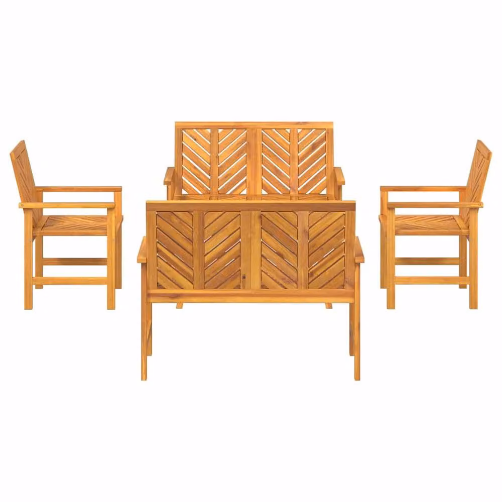 Berkfield Home 5 Piece Garden Lounge Set in Brown Solid Acacia Wood – 4