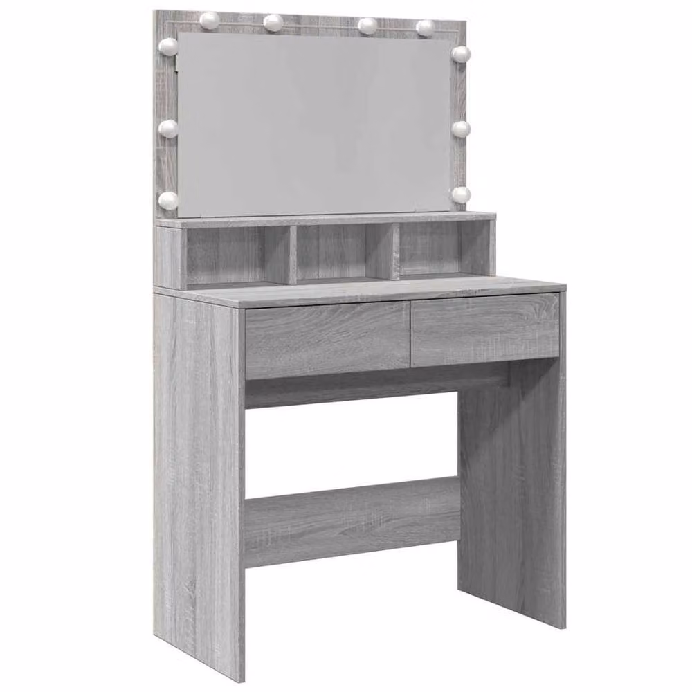 Berkfield Home Beautiful LED Dressing Table in Grey Sonoma, W/D/H: 80 x 41 x 134.5 cm – 3
