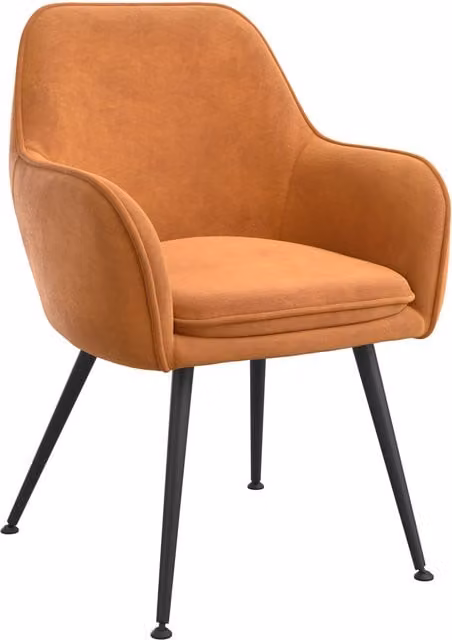 LPD Home Pair of Tara Dining Chairs in Burnt Rust Velvet with Gold Metal Arms