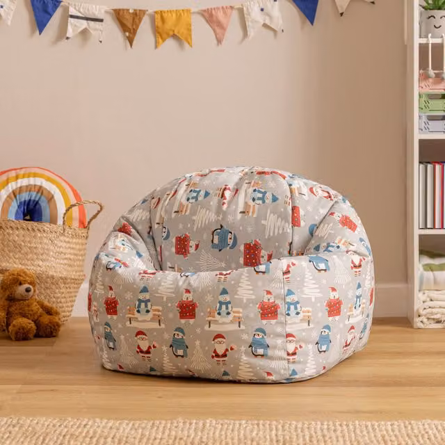 ICON Classic Childrens Bean Bag Chair in Yellow and Multicolour Fabric
