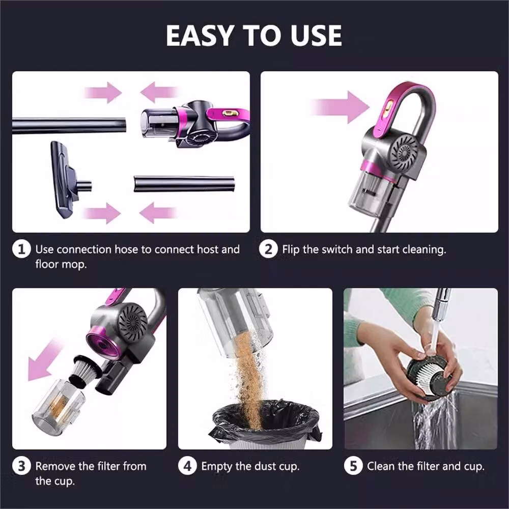 Nordara 4-in-1 Cordless Stick Vacuum Cleaner with Mite Removal in Purple – 3